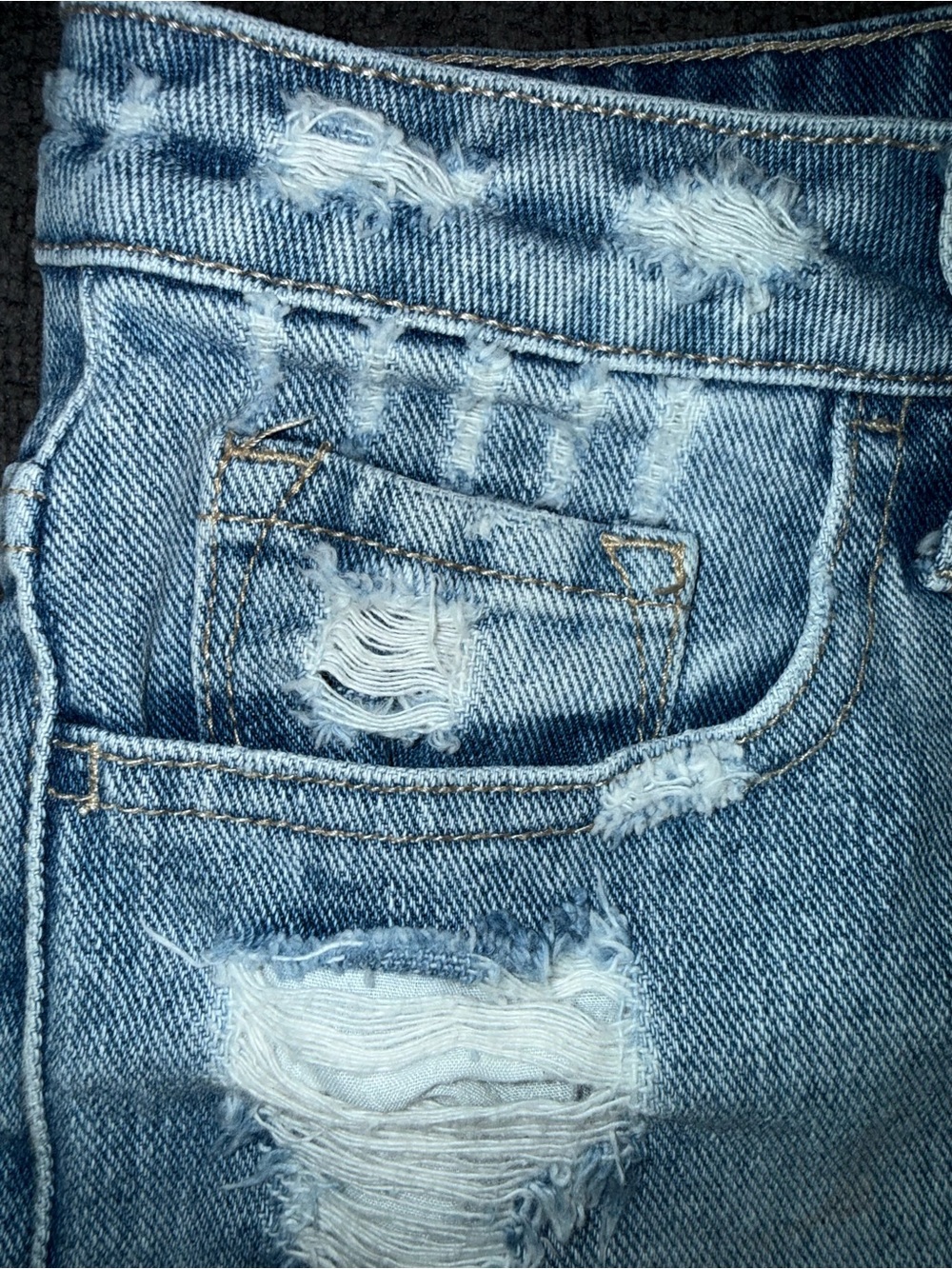 Klique B Distressed Cutoff Denim Shorts Size 27 High Rise Light Wash Jorts - Picture 11 of 12